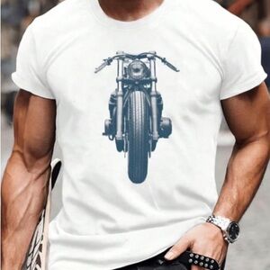 Classic Motorcycle Graphic Tee - White